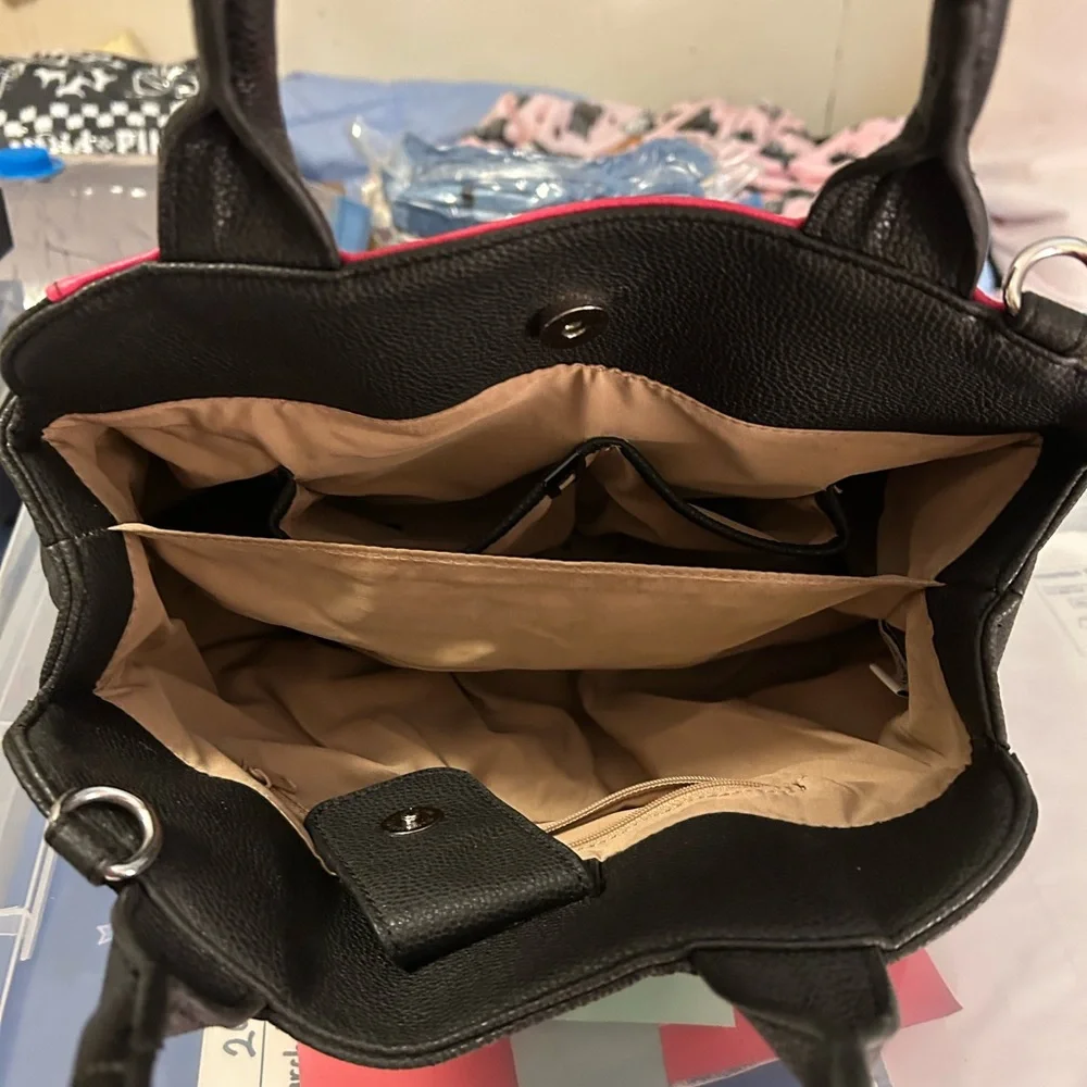 Nine West Black, Pink, and Cream Satchel - Picture 2 of 2